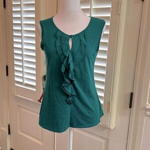 Sahalie sleeveless ruffle front top  XS. Teal. No flaws EUC